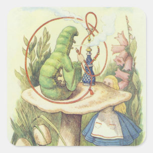 Adesivo Quadrado Alice encontra Caterpillar