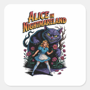 Adesivo Quadrado Alice na Irlanda do Norte - Cartoon Escuro
