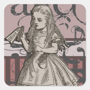 Adesivo Quadrado Alice no Grunge do país das maravilhas