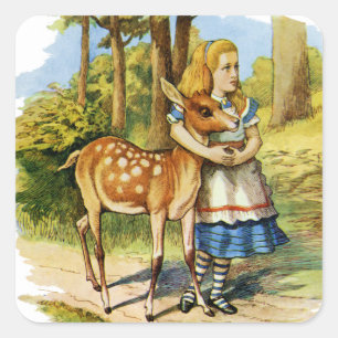 Adesivo Quadrado Alice no país das maravilhas e nos cervos