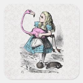 Adesivo Quadrado Alice no País das Maravilhas Rosa Flamingo Croquet