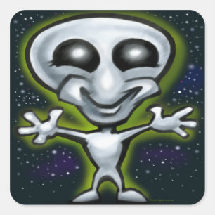 Adesivo Quadrado Alienígena