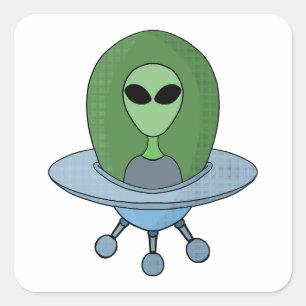 Adesivo Quadrado Alienígena em sua nave espacial