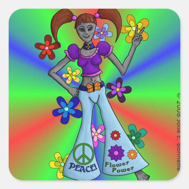 Adesivo Quadrado Alienígena Hippy Square (Frente)