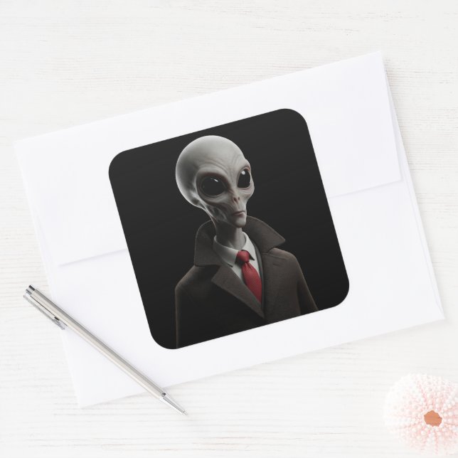 Adesivo Quadrado Alienígena moderna (Envelope)