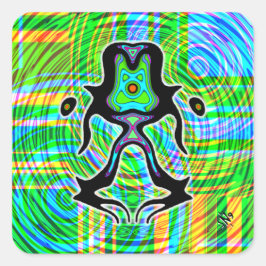 Adesivo Quadrado Alienígena psicodélica meditante colorida v1