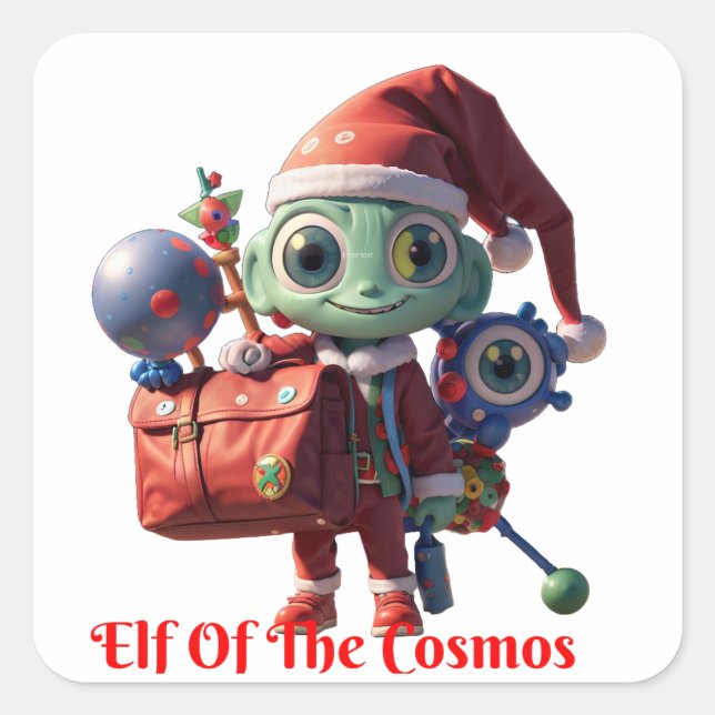 Adesivo Quadrado Alienígena Santa Claus (Frente)