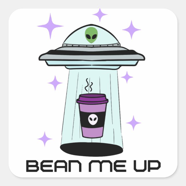 Adesivo Quadrado Alienígena Sticker Coffee Art (Frente)