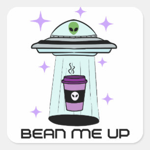 Adesivo Quadrado Alienígena Sticker Coffee Art