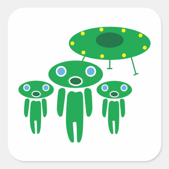 Adesivo Quadrado Aliens de chegada (Frente)