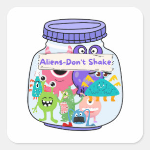Adesivo Quadrado Aliens em um Jar