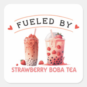 Adesivo Quadrado Alimentado por Boba Tea