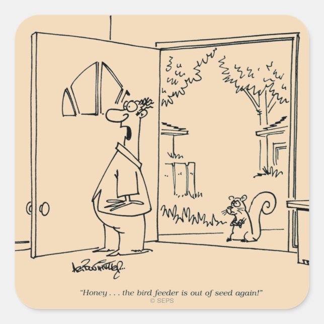 Adesivo Quadrado Alimentador de aves vazio (Frente)