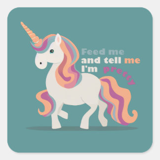 Adesivo Quadrado Alimente-me e diga-me que estou bonito