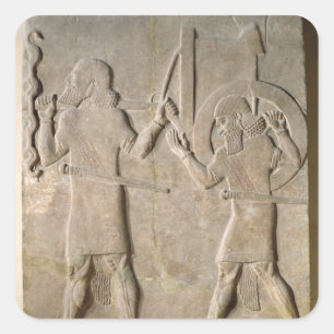 Adesivo Quadrado Alivio que depecting dois soldados