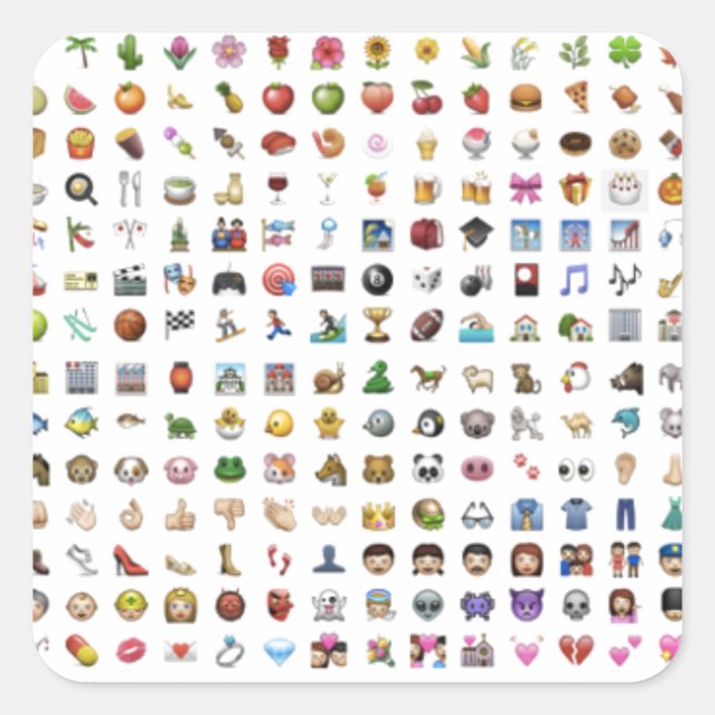 Adesivo Quadrado All iPhone/iOS emojis (Frente)