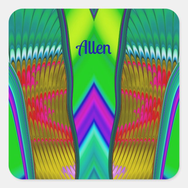 Adesivo Quadrado ALLEN ~ Multicolor 3D ~ (Frente)