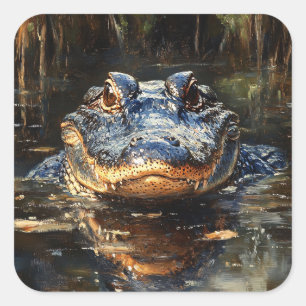 Adesivo Quadrado Alligador Cute na pintura de Flórida Everglades