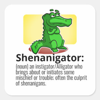 Adesivo Quadrado Alligador de Definição do Shenanigator de Texto/Co