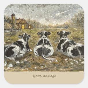 Adesivo Quadrado Alma das Terras Altas: Vacas Nevadas Caprichosas V