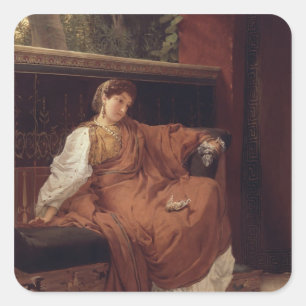 Adesivo Quadrado Alma-Tadema   Lesbia A Deitar sobre um Sparrow