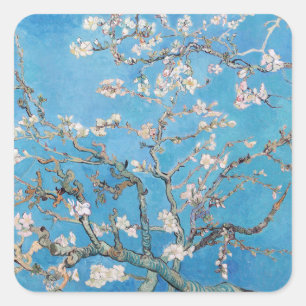 Adesivo Quadrado Almond Blossoms Blue Vincent van Gogh Art Painting