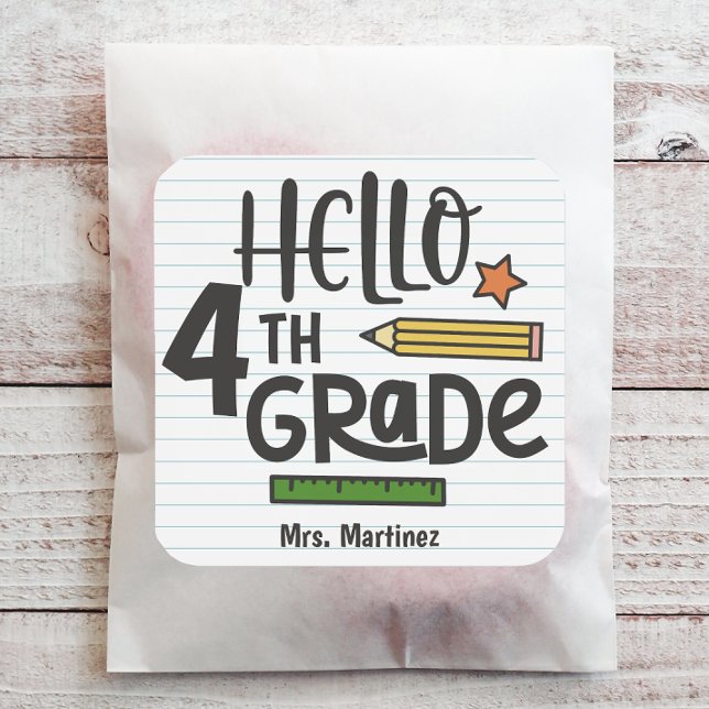 Adesivo Quadrado Alô Personalizado 4º Grau (Personalize this back to school sticker with just a few clicks.)