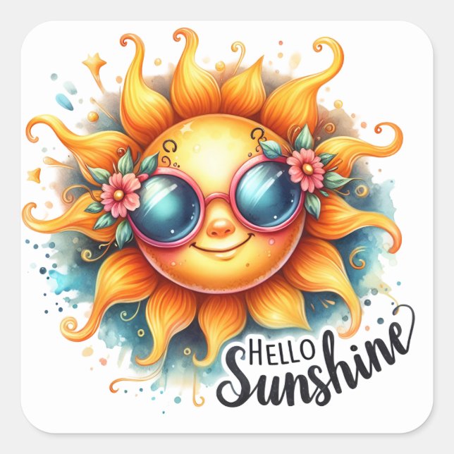 Adesivo Quadrado Alô Sunshine Summer Stickers (Frente)