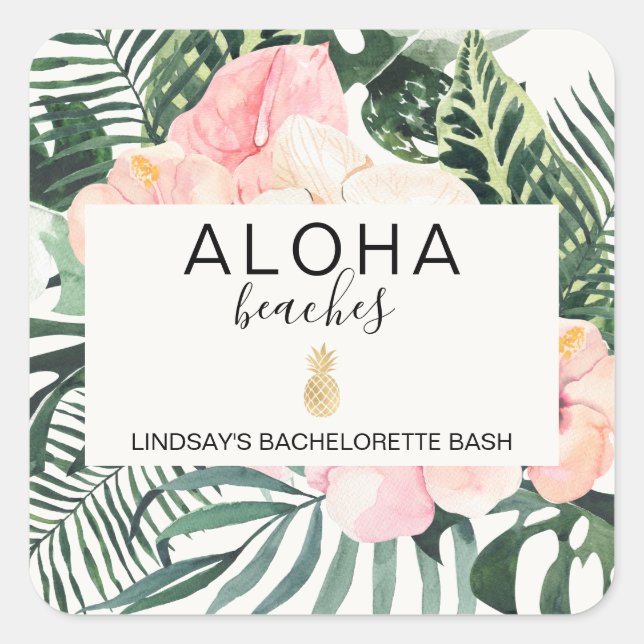 Adesivo Quadrado Aloha Beaches Bachelorette (Frente)