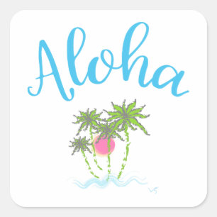 Adesivo Quadrado Aloha Beaches Hawaiian Style Summer