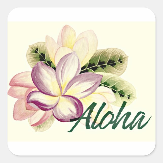 Adesivo Quadrado Aloha Plumeria (Frente)