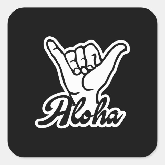 Adesivo Quadrado Aloha Shaka Hand, Hang Loose sign (Frente)