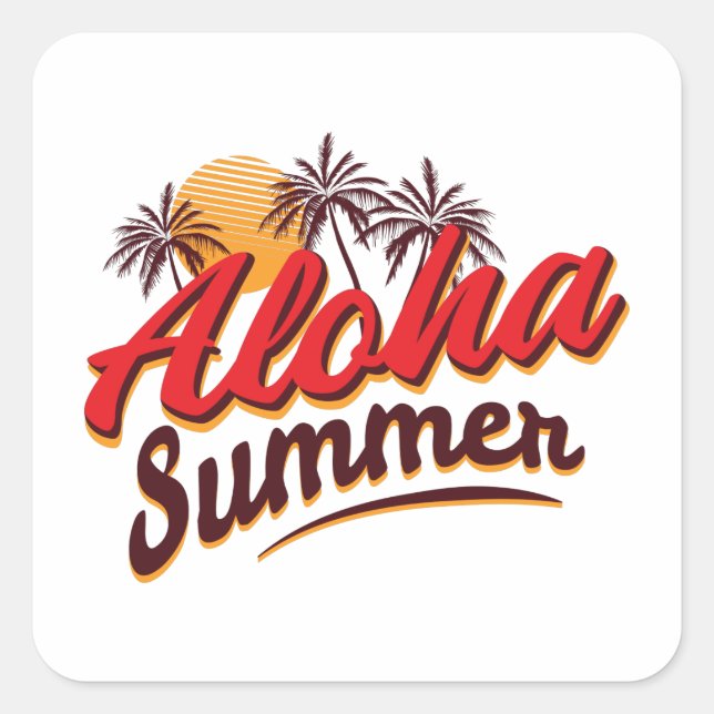 Adesivo Quadrado Aloha Summer (Frente)