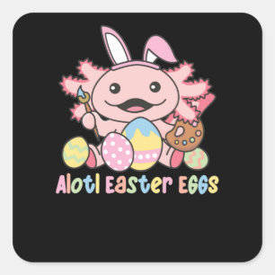 Adesivo Quadrado Alotl Ovos De Páscoa Páscoa Axolotl Com Candeeiro