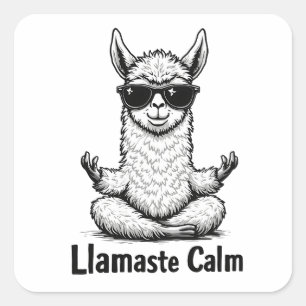 Adesivo Quadrado Alpaca Fique Calma Llamaste Lama Yoga Engraçado