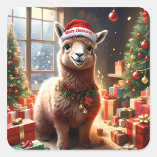 Adesivo Quadrado "Alpaca the Presents: Um Conto de Natal"
