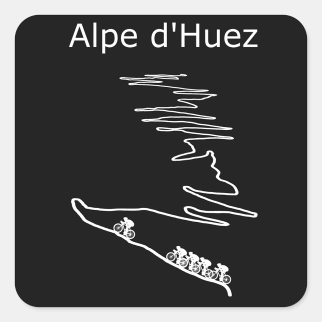 Adesivo Quadrado Alpe d Huez em França, design de ciclismo para hom (Frente)