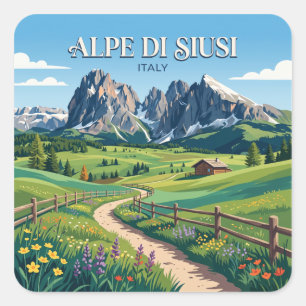 Adesivo Quadrado Alpe di Siusi Ortisei Itália