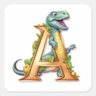Adesivo Quadrado Alphabet Adventure: A para Dinossauro