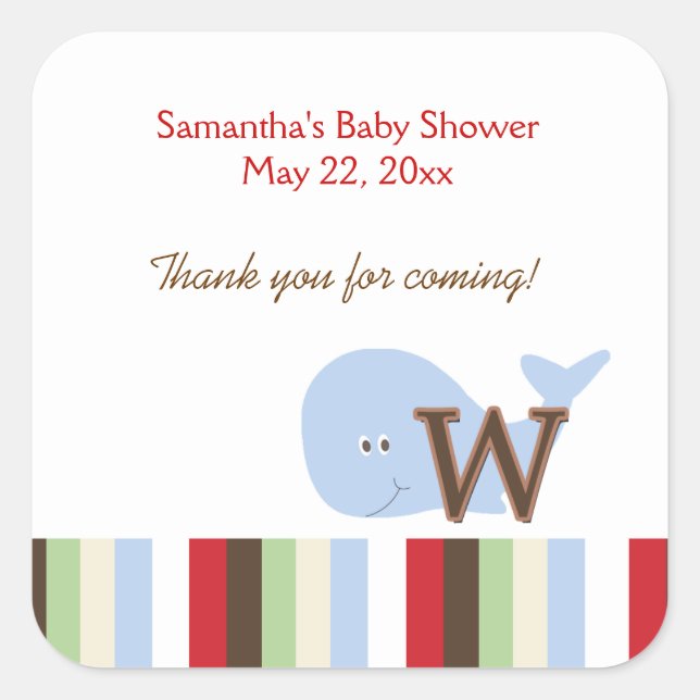 Adesivo Quadrado Alphabet Jungle Soup (Whale) SQUARE Favor Sticker (Frente)