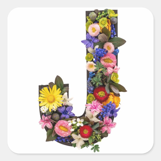 Adesivo Quadrado Alphabet letters flowers  (Frente)