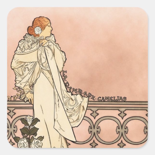 Adesivo Quadrado Alphonse Mucha Art Deco (Frente)