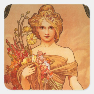 Adesivo Quadrado Alphonse Mucha Art Deco