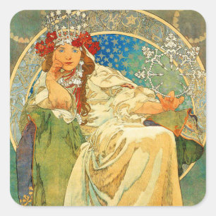 Adesivo Quadrado Alphonse Mucha Art Nouveau Princess Hyacinth