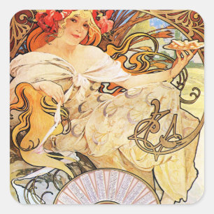 Adesivo Quadrado Alphonse Mucha Biscuits Lefevre-Utile