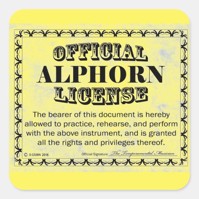Adesivo Quadrado Alphorn License Square Sticker (Frente)