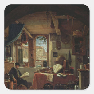 Adesivo Quadrado Alquimista em seu laboratório