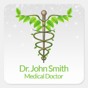 Adesivo Quadrado Alternativo Médico Caduco Verde Folha Branca