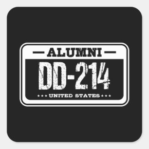 Adesivo Quadrado ALUMNI DD214 EUA American Veteran Gift