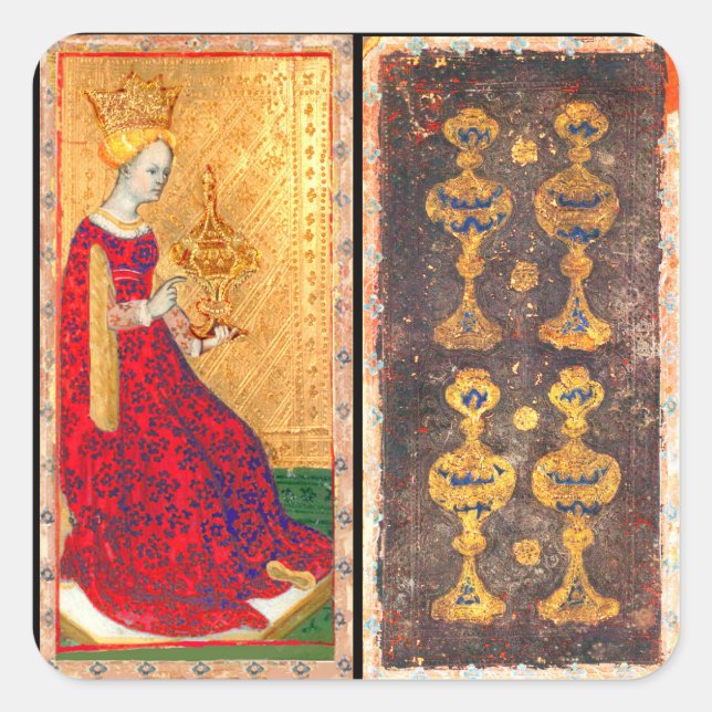 ADESIVO QUADRADO ALVAS ANTIGAS DE RENASCIMENTO/RAINHA DE CUPOS (Frente)